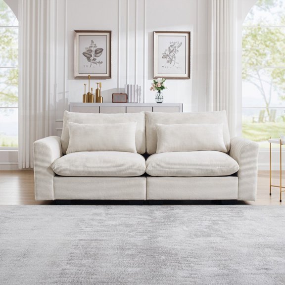 Beige Corduroy Sofa Couch: Deep Seats & 10 Sofa Combinations for Living/Room/Apartment