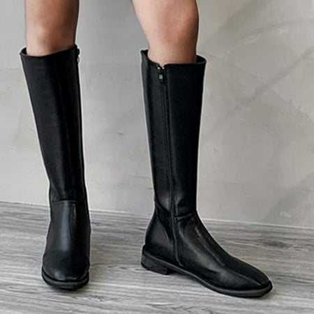 

ERTUTUYI Retro Heels Breathable Women s Zipper Combat Shoes Fashion High Boots Women s Boots Black 40