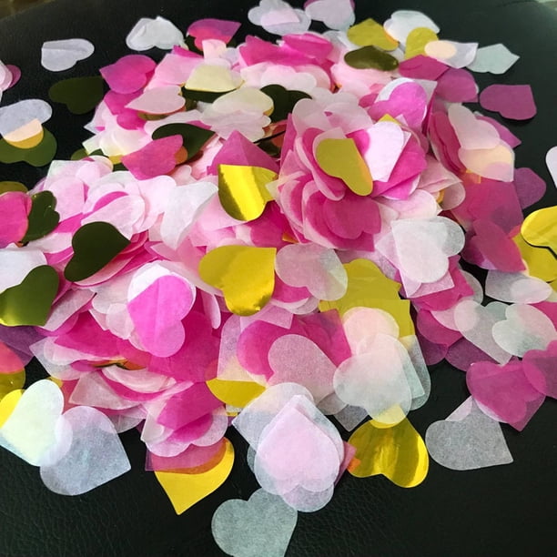 Confeti de corazón de amor colorido, fiesta de boda, día de San Valentín, pétalos lanzados a mano, bola ondulada, globo, papel acolchado