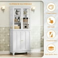 thumbnail image 4 of HLR 72 " Freestanding Kitchen Pantry Storage Sideboard,Glass Display Cabinet with Doors, White, 4 of 7