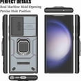 thumbnail image 7 of Dteck Compatible with Samsung Galaxy S24 Ultra Bracket Shell,with Slide Lens Cover Magnetic Metal Ring Holder Heavy Duty TPU+PC Shockproof Phone Case for Samsung Galaxy S24 Ultra 5G,Gray, 7 of 7