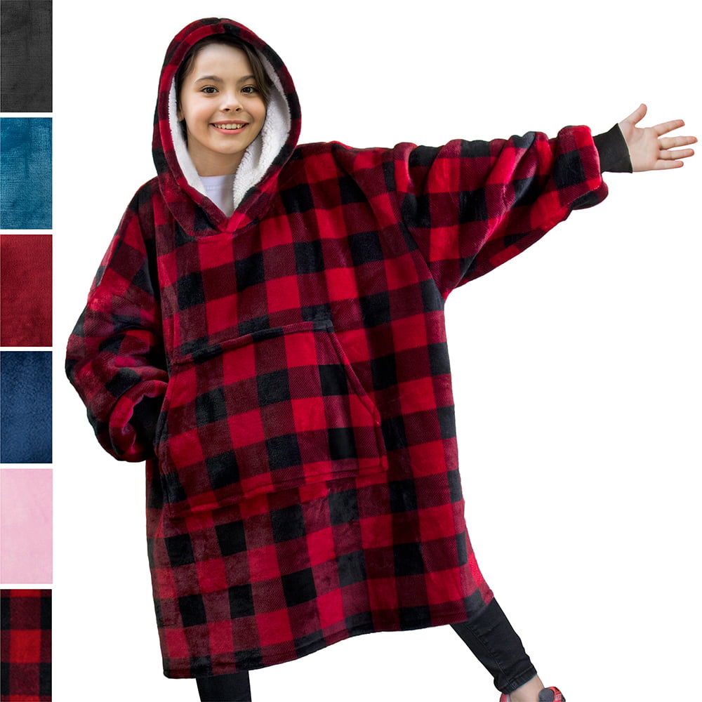 PAVILIA Blanket Sweatshirt with Sherpa Lining for Kids, Children ...