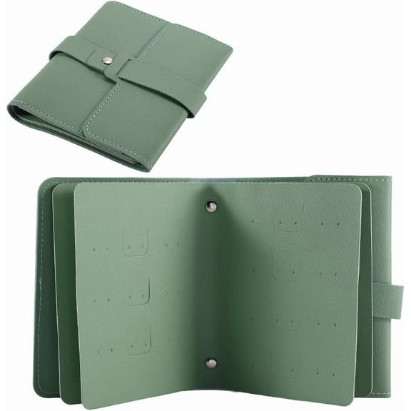 Earring Holder Organizer Book Stud Earring Storage Holders PU Leather Travel Portable Earrings Case Small Jewelry Earrings Organizers Bag for Women Vacation Holiday Green 13.6 x 6.3 Inch Lime Green