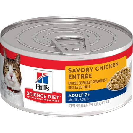 (24 Pack) Hill's Science Diet Adult 7+ Savory Chicken Entree Wet Cat Food, 5.5 oz.