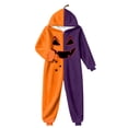 thumbnail image 4 of CUZIBR Girls Halloween Onesie Pajamas Kids Boys Hooded Plush Pumpkin Pajama Patchwork Zip Up Long Sleeve Jumpsuit Loungewear Funny Nightwear,Orange,7-8 Years, 4 of 4