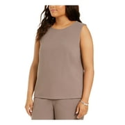 NINE WEST Womens Brown Sleeveless Crew Neck Top Plus Size: 2X
