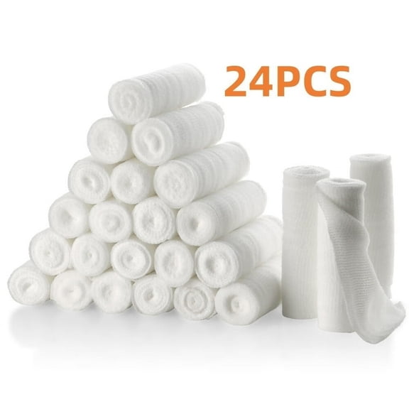 Gauze Bandage Rolls - (24 Pack) 4 in x 4.1 Yards Per Roll of Medical Grade Gauze Bandage and Stretch Bandage Wrapping for Dressing All Types of Wounds and First Aid Kit by MEDca,(4-Inch,24 Pcs)