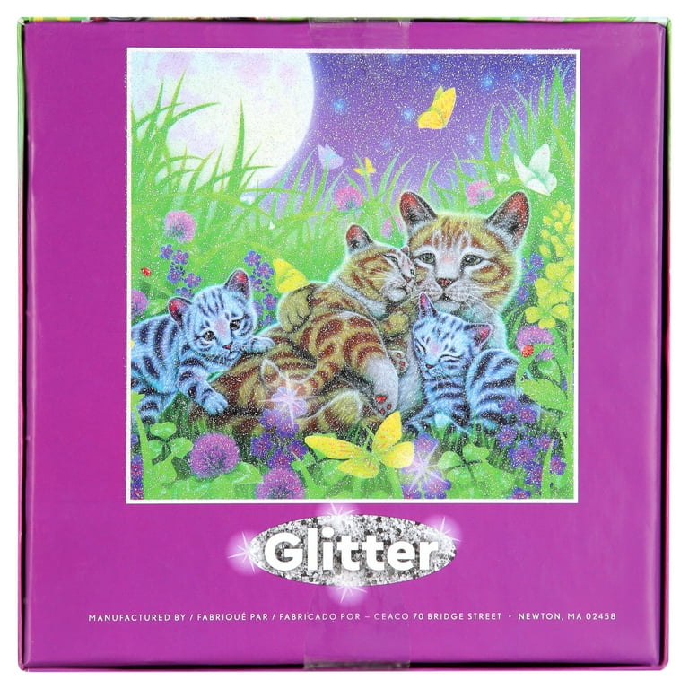 Ceaco - Furry Friends Glitter - Family Cat - 100 Piece Kids Jigsaw
