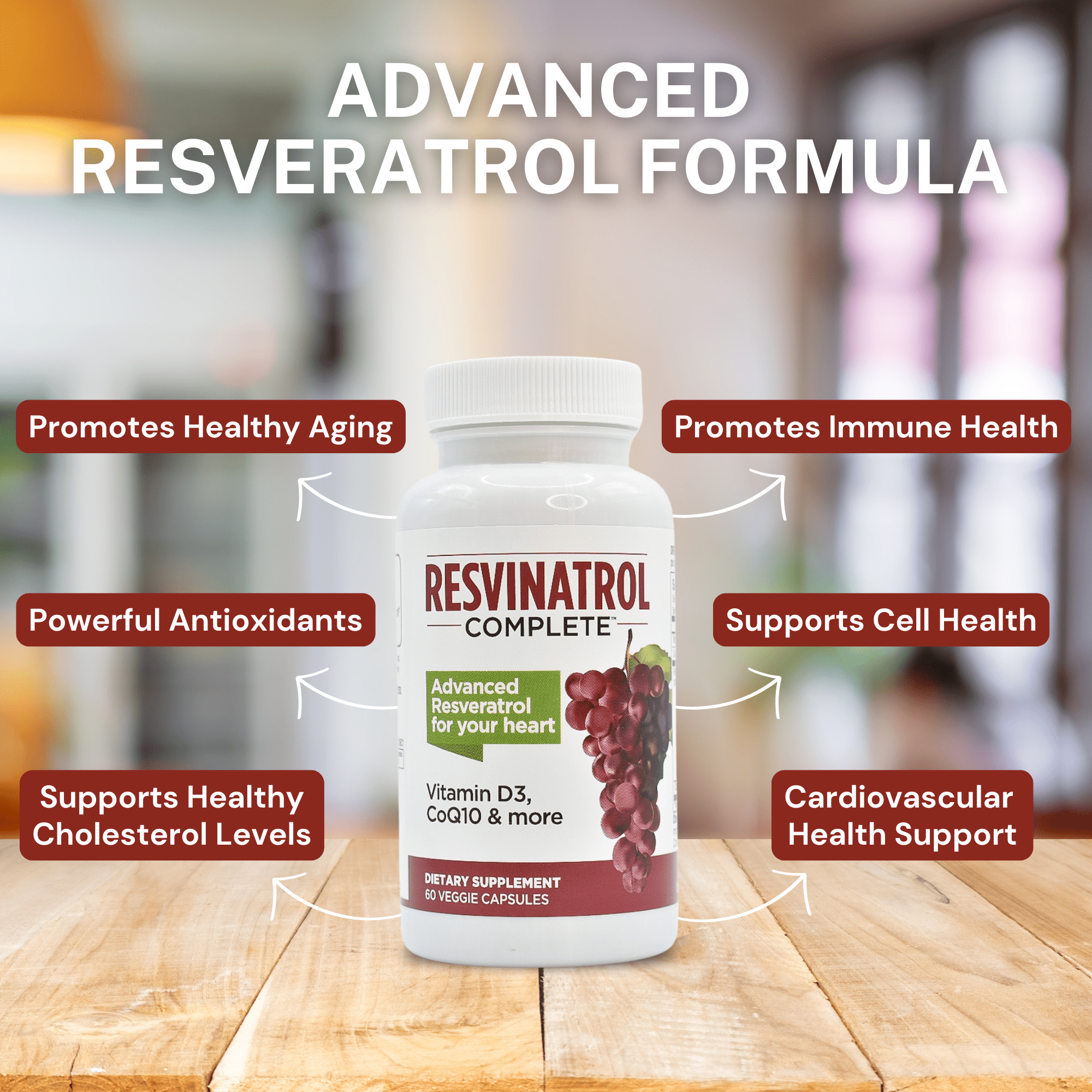 Resvinatrol Complete Capsules, 60 Count - Resveratrol Supplement Supports Heart Health, Healthy Aging and Immune Health