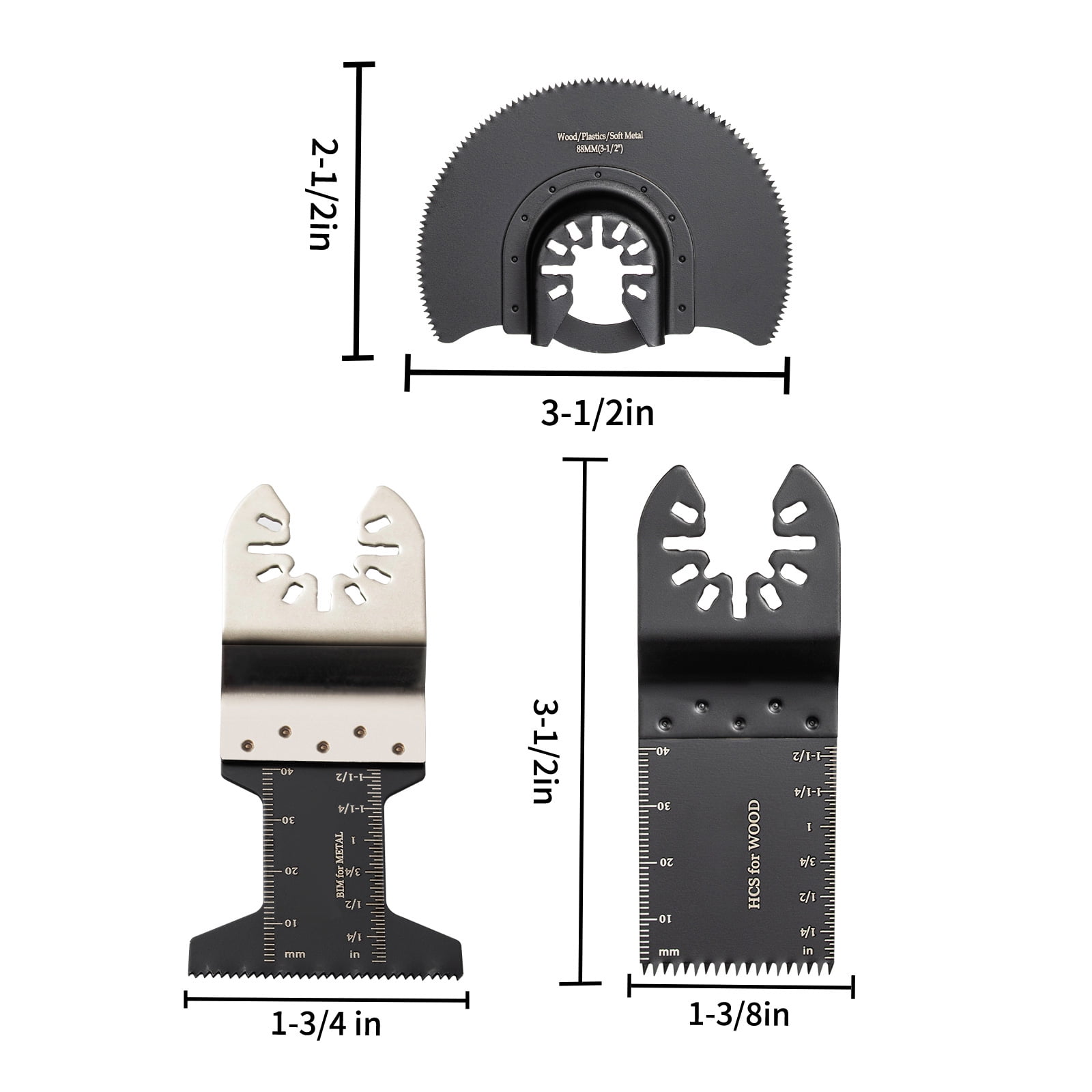 KFFKFF 50 pcs Oscillating Saw Blades, Quick Release Multitool Blades Kit, HCS Tool Blades for Wood Plastic Metal Nails Bolts, Compatible with Dewalt Dremel Fein Worx Bosch Makita Milwaukee