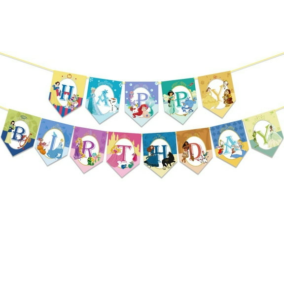 Ariel Happy Birthday Banner Party Decoration Bunting for Women Men Girl Boy Celebration Party Backdrops