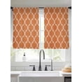 thumbnail image 2 of Orange Morocco Sheer Curtains 45 Inch Length 2 Panels for Living Room, Farmhouse Ethnic Geometric Grid Aesthetic Voile Kitchen Curtain Set, Luxury Privacy Drapes Window Treatment for Bedroom, 2 of 7