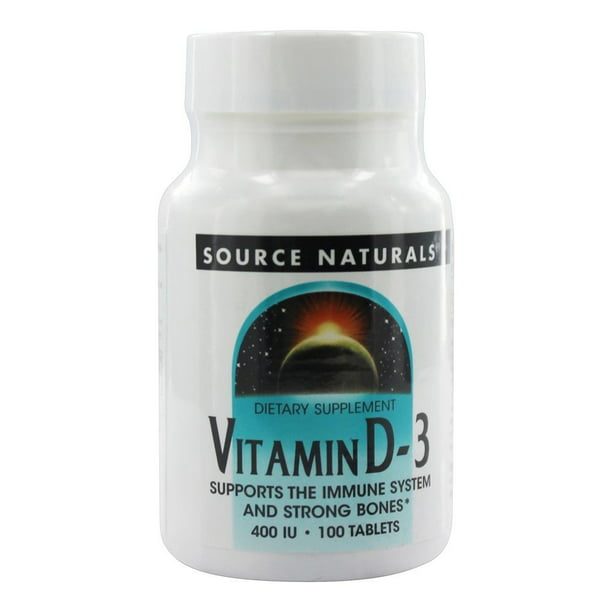Source Naturals - Vitamin D3 400 IU - 100 Tablets - Walmart.com ...