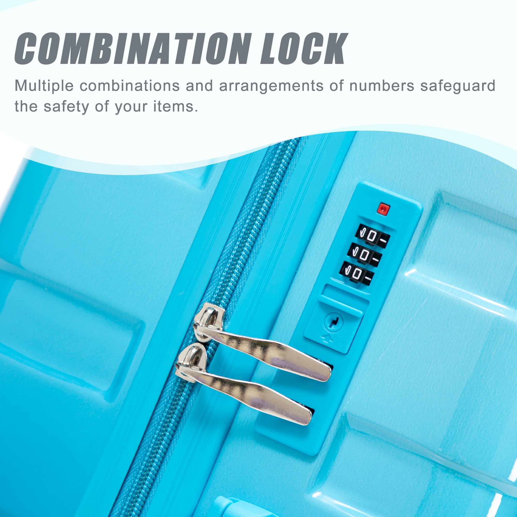 Alvantor 3 Piece Luggage Sets, Hardside Lightweight Suitcase with Gradient Color and Combination Lock, 20/24/28 Inch, Navy+Light Blue