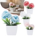 thumbnail image 2 of 1 Pc Fake Plant Small Artificial Green Plant Faux Flowers with Vase Fake Daisy Bouquet in Square White Plastic Vase Flowers for Table Decoration Farmhouse Floral Arrangement, 1.97x4.72 Inch, Blue, 2 of 9