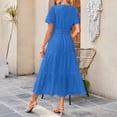 thumbnail image 5 of Qiopertar Ladies Summer Maxi Dress 2025 Eyelet V-Neck Bubble Sleeve Ruffle Wedding Guest Dress with Pockets, 5 of 5