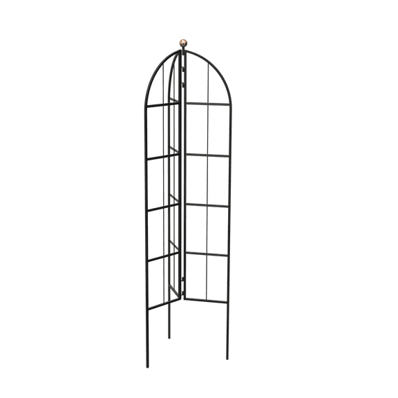 Panacea Tall Garden Trellis, 6 ft Black Metal Circular Outdoor Trellis for Climbing Plants