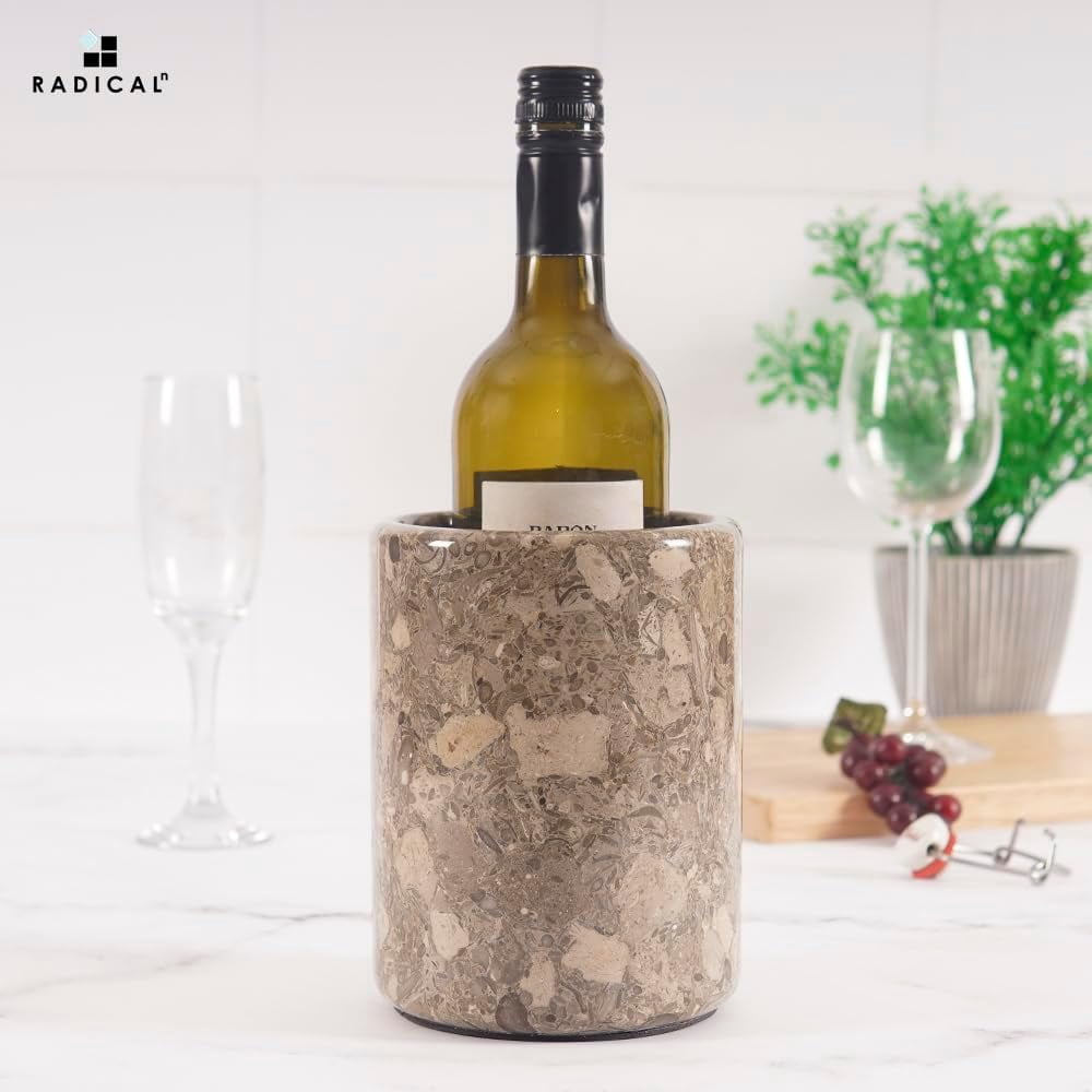 Radicaln Marble Wine Chiller Bucket 6.5 inches Oceanic Handmade Small Champagne Chiller and Wine Bottle Holder for Bar Accessories, Ideal Wine Bucket and Beverages Cooler for Parties