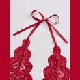 thumbnail image 4 of AESKEIA Women Babydoll Lingerie Lace Plunge Halter Bodysuit Sleepwear Red M, 4 of 7