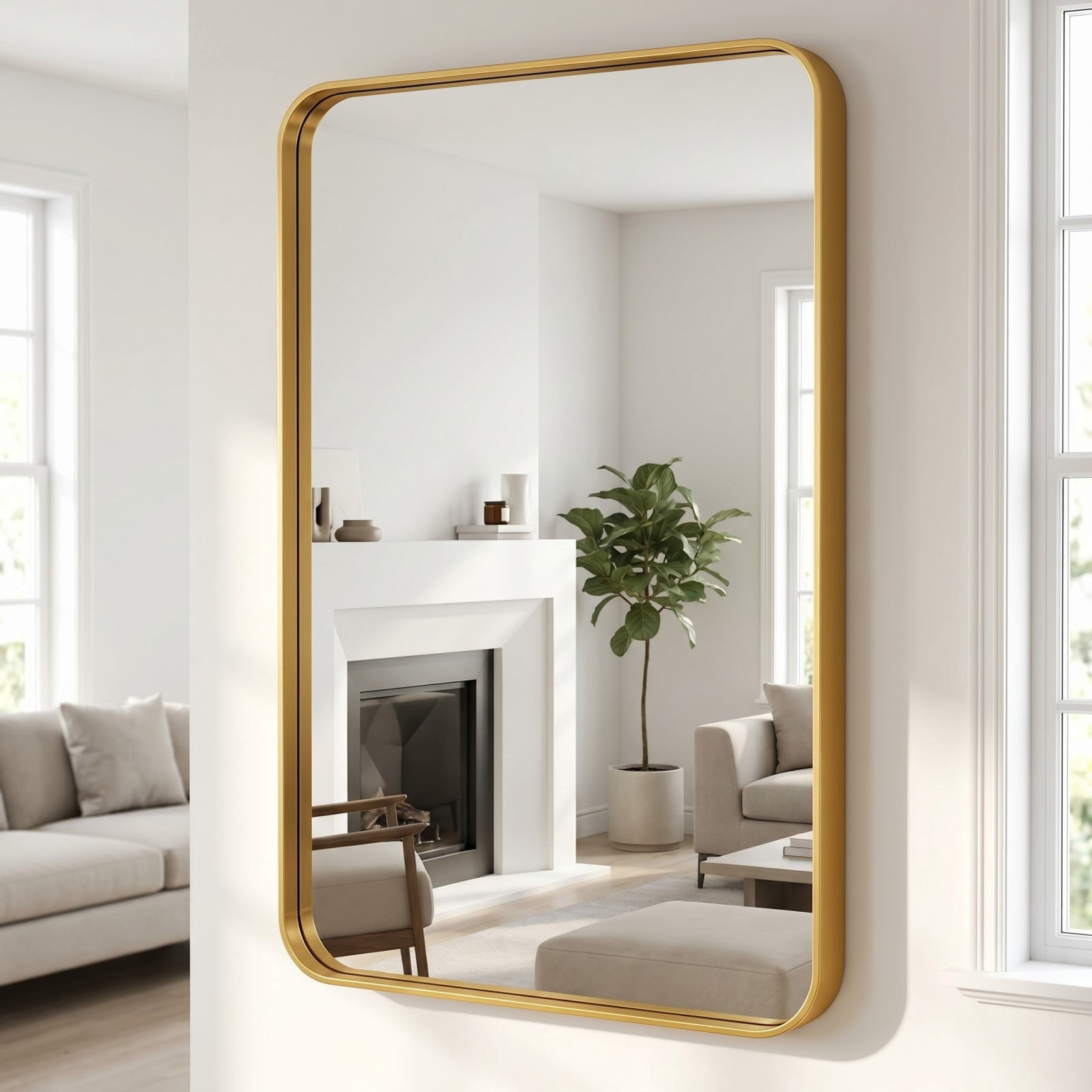Gleamira 30"x50" Rectangular Bathroom Mirror Vanity Wall Mounted Mirror with Deep Frame, Gold