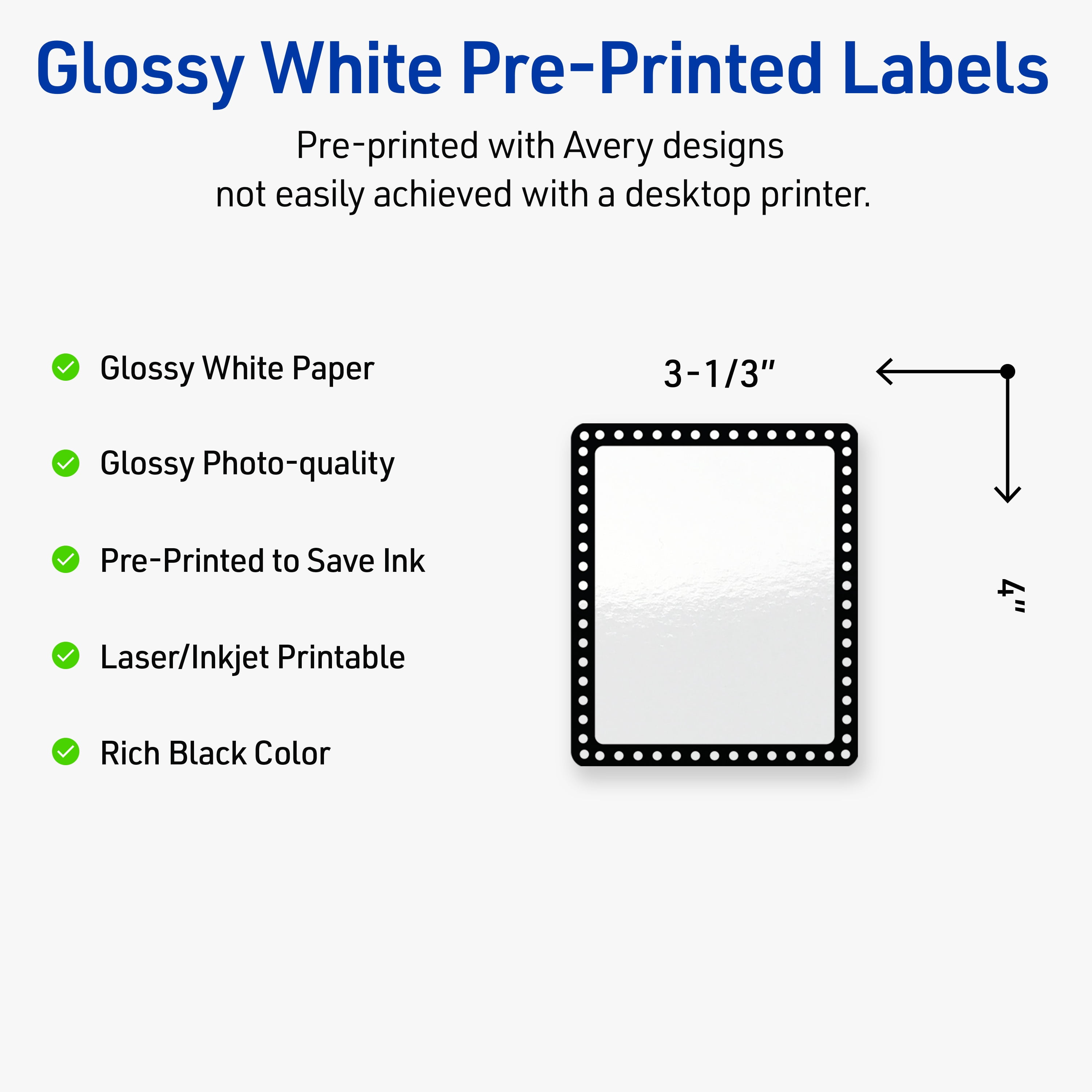 Avery 4" x 3-1/3" Labels, Black and White Polka Dots, 40 ct, Glossy, Black & White Polka Dots