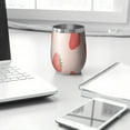 thumbnail image 3 of 12oz Stemless Wine Tumblers Strawberry Plants Fruit Light Pink Pattern Vacuum Insulated Stainless Steel Travel Tumbler Cups Mug with Lid and Straw for Champaign,Cocktail,Beer with Cleaning Brush, 3 of 5