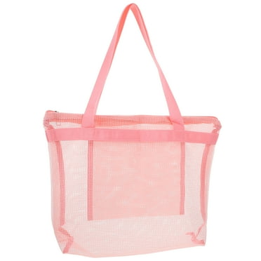 OGITUDE Portable Beach Bag Large Beach Bag Zipper Beach Bag Mesh Beach Bag with Handle