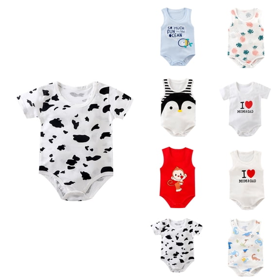 YHAJDS Newborn Baby Girls Romper Jumpsuit 0-24 Months Short Sleeve I Love Mom Heart Print Cotton Bodysuit