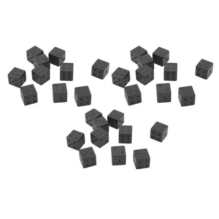 30Pcs Hexahedral Dice Right Angle Pure Black Plastic for Classroom
