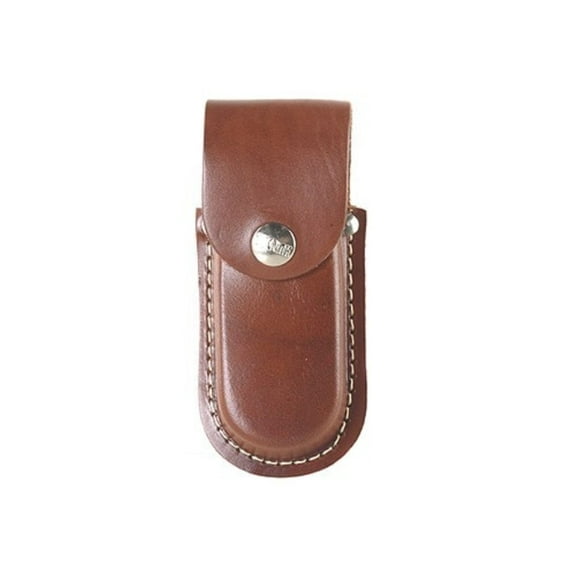 Hunter Belt Knife Sheath for Folding Knife Up To 4" Leather Brown