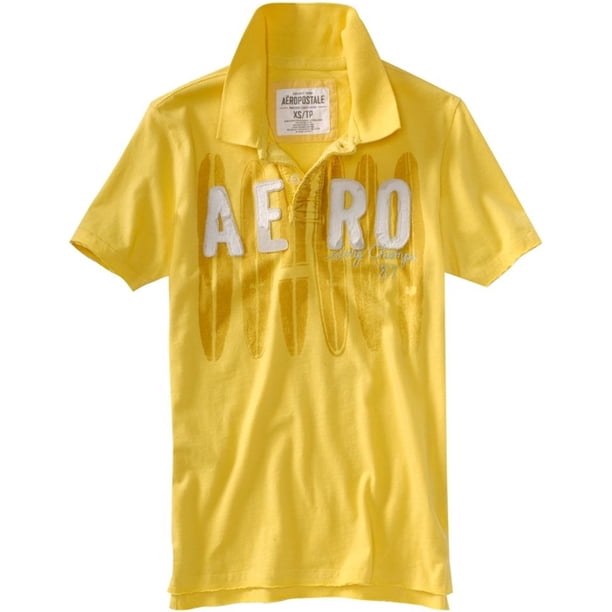 Aeropostale Surf Rider Jersey Rugby Polo para hombre, amarillo, mediano