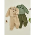 thumbnail image 3 of Miaouyo Infant Baby Boy Fall Clothes Set 0 3 6 9 12 18 24 Months Dinosaur Pattern Long Sleeve Romper with Solid Color Pants 2Pcs Outfits, 3 of 9