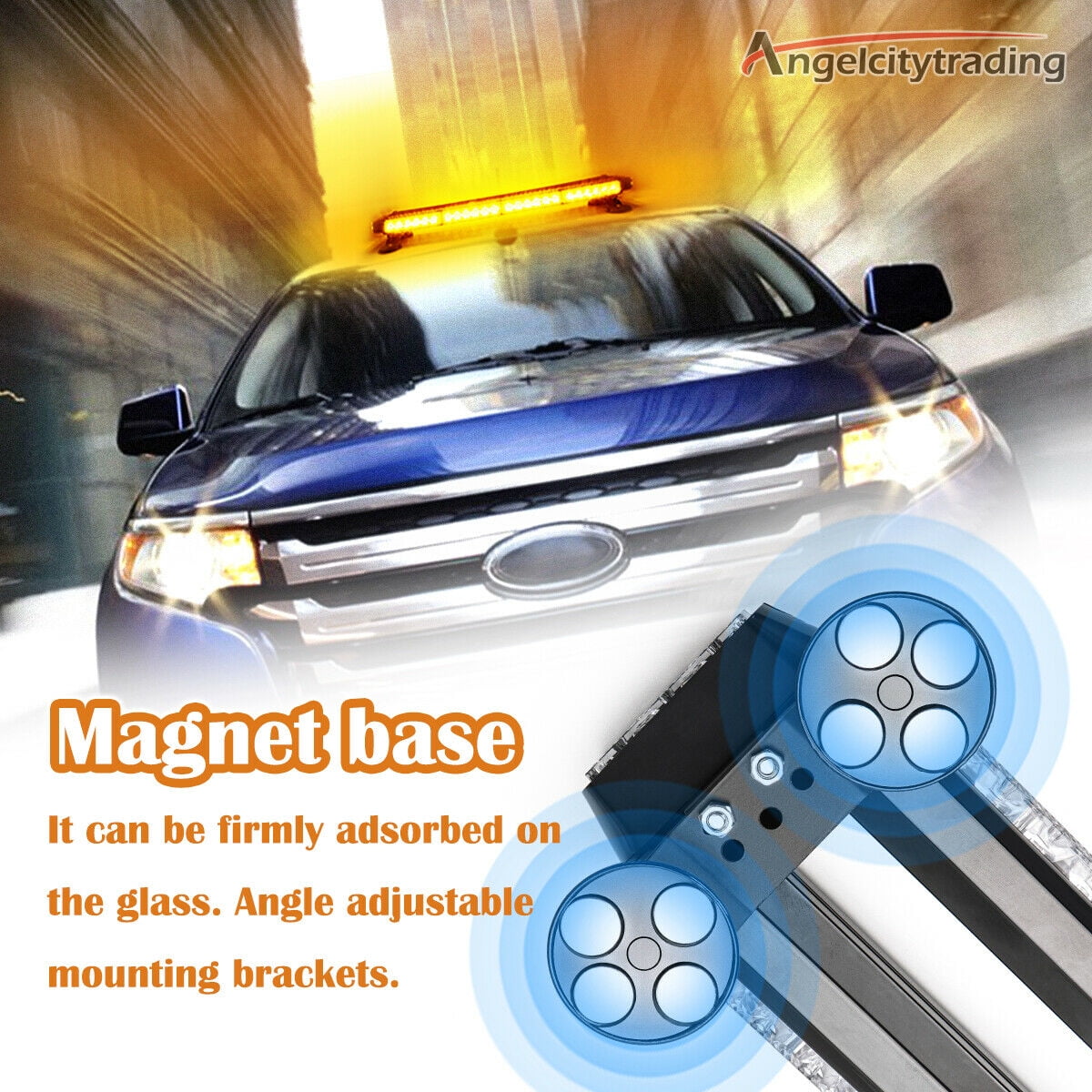 54LED Emergency Traffic Advisor Double Side Warning Strobe Light Bar-Amber/White 54LED Emergency Traffic Advisor Double Side Warning Strobe Light Bar-Amber/White