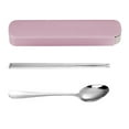 thumbnail image 2 of Hi,Fancy Portable Chopsticks Spoon Set Stainless Steel Student Office Cutlery with Storage Box, Thick Style, Pink, 2Pcs, 2 of 7