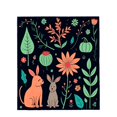 thumbnail image 4 of Whimsical Garden Flannel Blanket - Soft Cozy Durable Design with Vibrant Rabbit & Dog Pattern for Sofa Travel Bed & Chair, 4 of 7