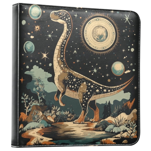 FORMRS 3 Ring Photo Album 4"x6" Self Adhesive Large Capacity PU Leather Cover, Black Dinosaur