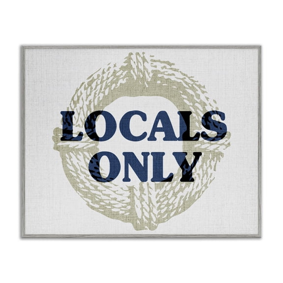 Stupell Industries Tropical Locals Only Maritime Phrase Gray Framed Giclee Art, 20 x 16, by Lil' Rue