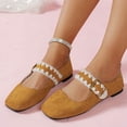 thumbnail image 4 of Flats for Women Wide Feet, Ballet Woman Mary Jane, Ballet Widestep Shoes for Women, Women's Mary Janes Flats Shoes Black Ballet Flats Memory Foam Dress Shoes With Strap, Camel 7, 4 of 7