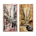 thumbnail image 2 of Designart "Nostalgic Vintage Collage of Paris V" City Paris Framed Wall Art Set Of 2 - Traditional Pink Framed Canvas Set For Living Room Decor, 2 of 6