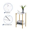 thumbnail image 3 of KOSSMAI 2-Layer Round Sintered Stone End Coffee Side Table with Gold Metal Frame  for Living Room Bed Room, 3 of 4