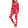 thumbnail image 3 of Aunavey Womens Snowflake Print Christmas Pajamas Pullover Drawstring Pants Loungewear Nightwear Soft Pj Lounge Sets, 3 of 5