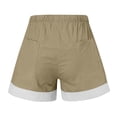 thumbnail image 5 of Oiangi Womens Flat Front Shorts Color Block Summer Shorts Elastic Waist Drawstring Holiday Travel Shorts with Pockets Khaki XL, 5 of 7