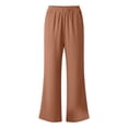 thumbnail image 5 of Guluxicc Women's Cotton Pants with Pockets Elastic Waist Long Wide Leg Trousers Summer Casual Outfits for Everyday Wear, 5 of 5