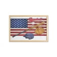 thumbnail image 1 of Sports Wall Art with Frame, USA American Flag and Baseball Equipment Championship Tournament Inspired Art, Printed Fabric Poster for Bathroom Living Room, 35" x 23", Multicolor, by Ambesonne, 1 of 2