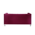 thumbnail image 3 of Loveseat with Acrylic Feet and Mirrored Trim, Dark Red, 3 of 5