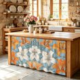 thumbnail image 6 of Lily Flower Cabinet Curtain 28"Wx51"L,Dustproof Storage Cabinet Curtain with Self Adhesive Tape,White Orange Blooms Floral Watercolor Blue Tall Pantry Cover Drape for Kitchen,Utility Closet, 6 of 9