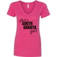 thumbnail image 3 of Inktastic Just a South Dakota Girl Born and Raised Women's V-Neck T-Shirt, 3 of 5