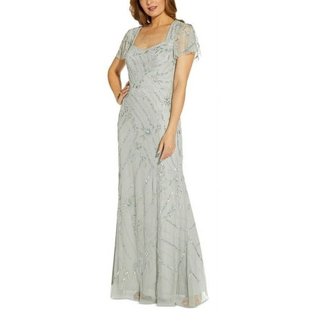 Adrianna Papell Women's Beaded Evening Gown Green Size 4
