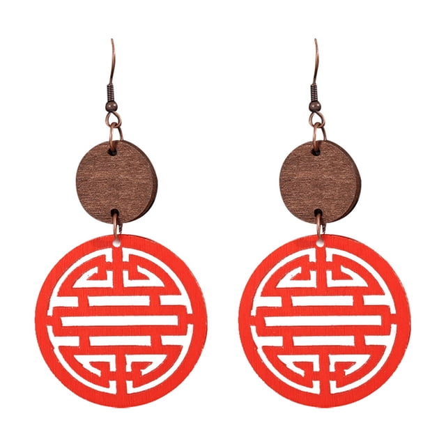 Pendientes Retro Festive Wooden Hollow