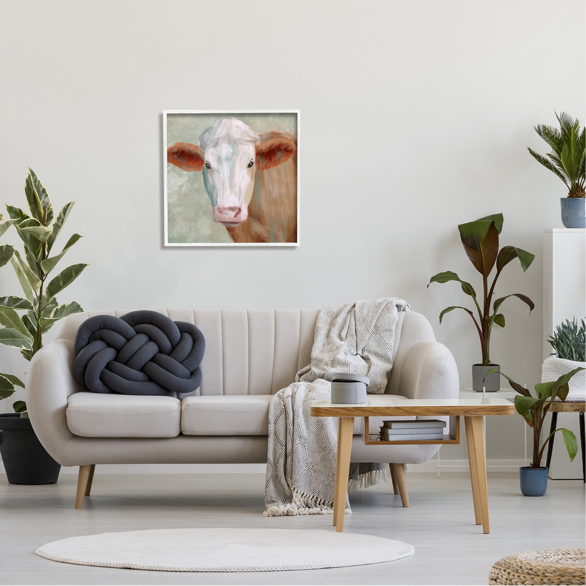 Stupell Industries Cute Brown White Farm Cow Watching Closeup Painting , 24 x 24, Design by Marcus Prime